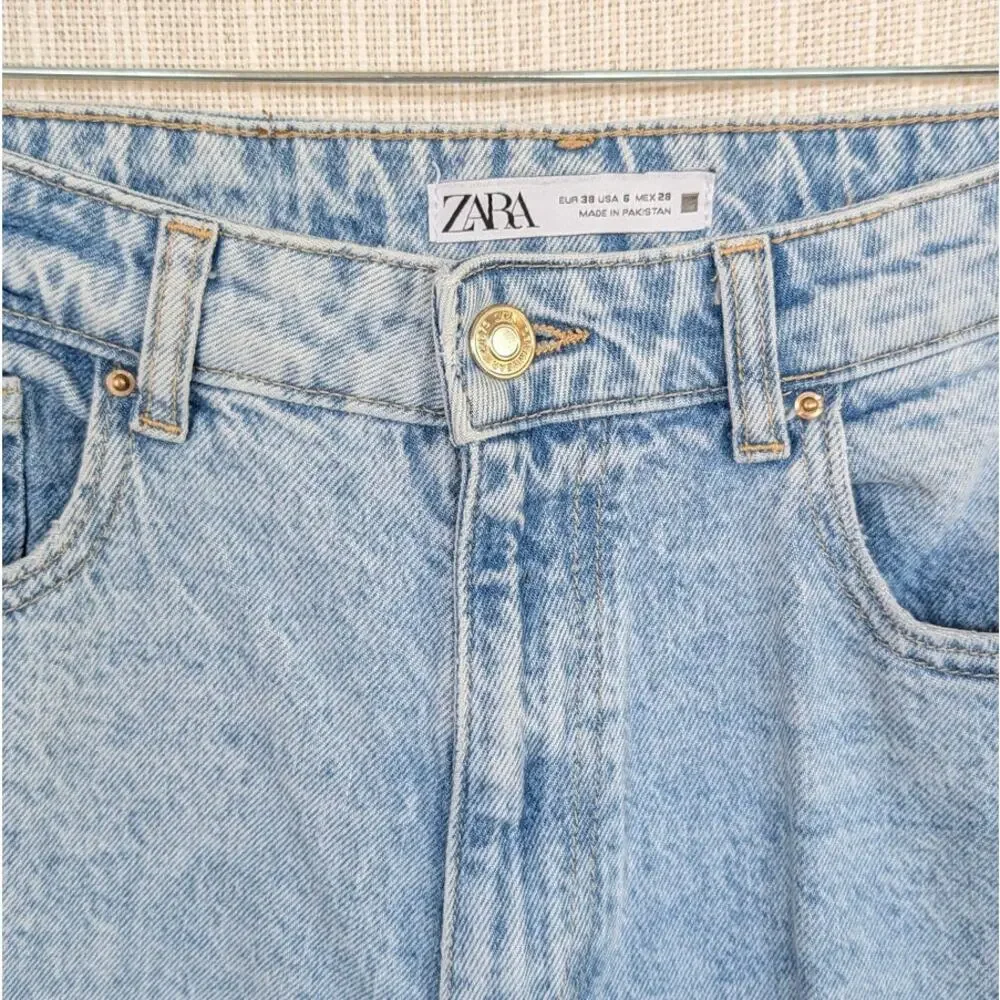 Zara Jeans 7223/223/427 Womens 6 Blue denim High-rise Straight Mom Fit Ankle